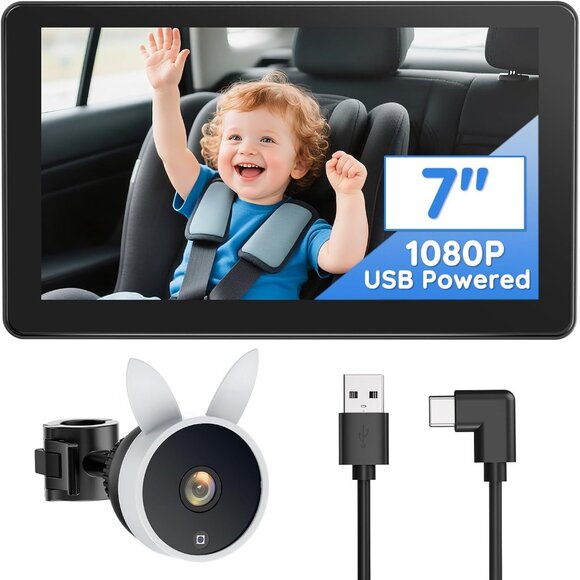 Babyvue BV4 7" Baby Car Camera, IPS 1080P HD Display with AUTO IR Night Vision - Picture 1 of 7
